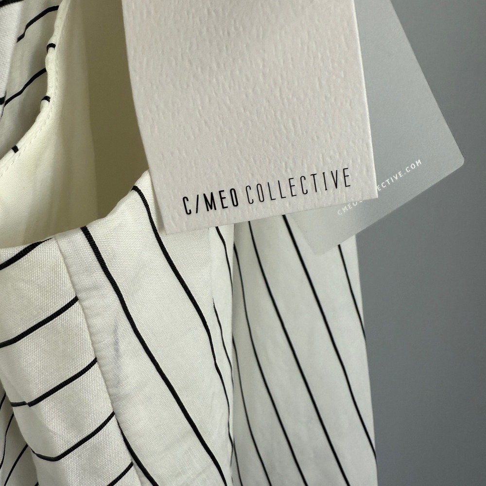 C/MEO Collective Cotton Clean Coastal Office Siren Striped Halter Top M Ivory - Picture 6 of 8